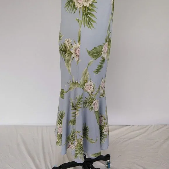 Vintage Kaua'iana Hawaiian Midi Dress Size M Petite Blue Floral Tropical *FLAWS - Picture 8 of 14